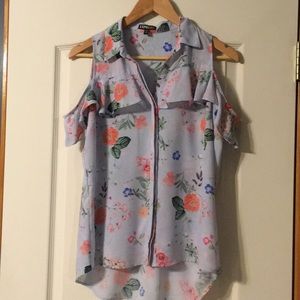 Floral cold shoulder blouse